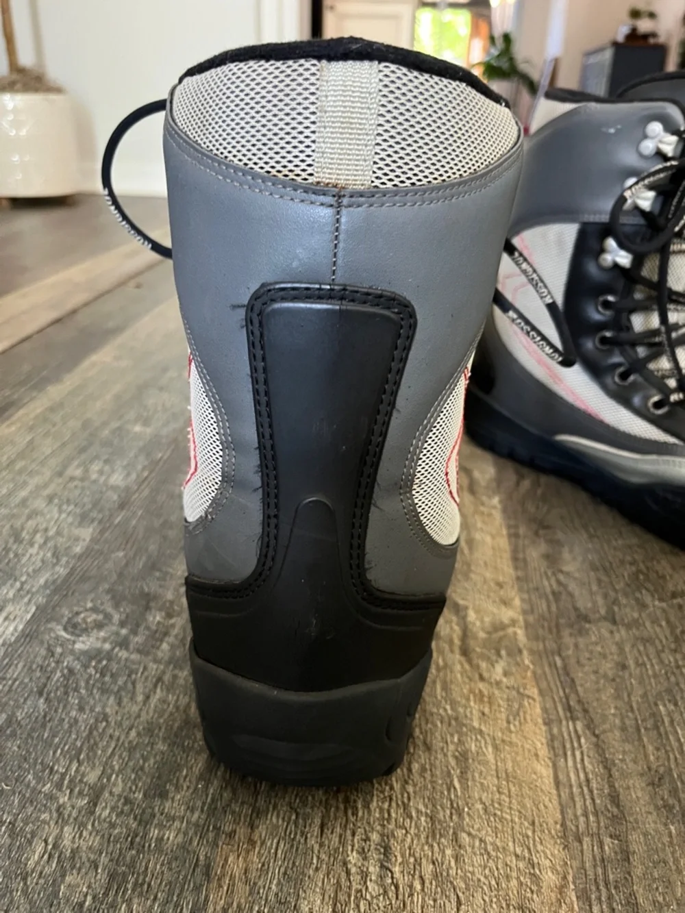 Rossignol Black, Gray & White Lace-Up Ski Boots with Red Accents